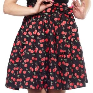 Sourpuss Cherry Print Rockabilly Swing Skirt XL